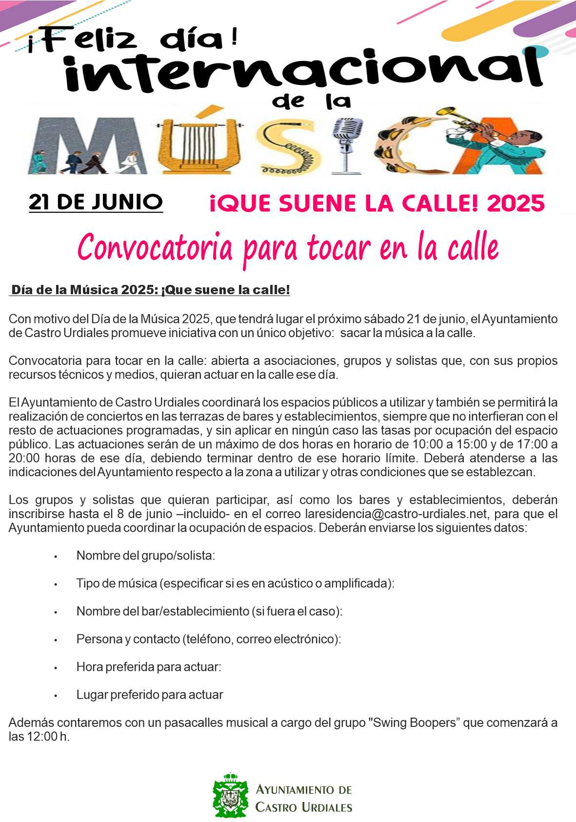 Convocatoria para tocar en la calle -  ¡Que suene la calle!