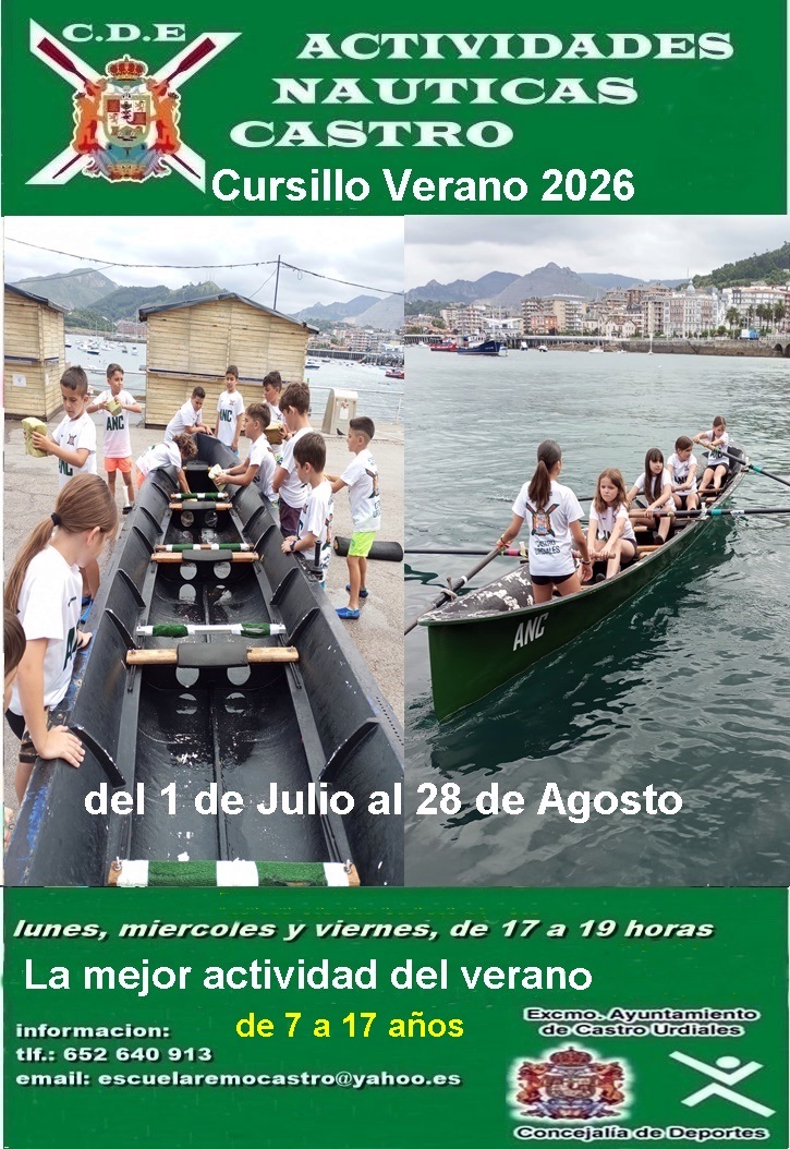 Cursillo Remo Verano 2026 -  Club Actividades Náuticas Castro