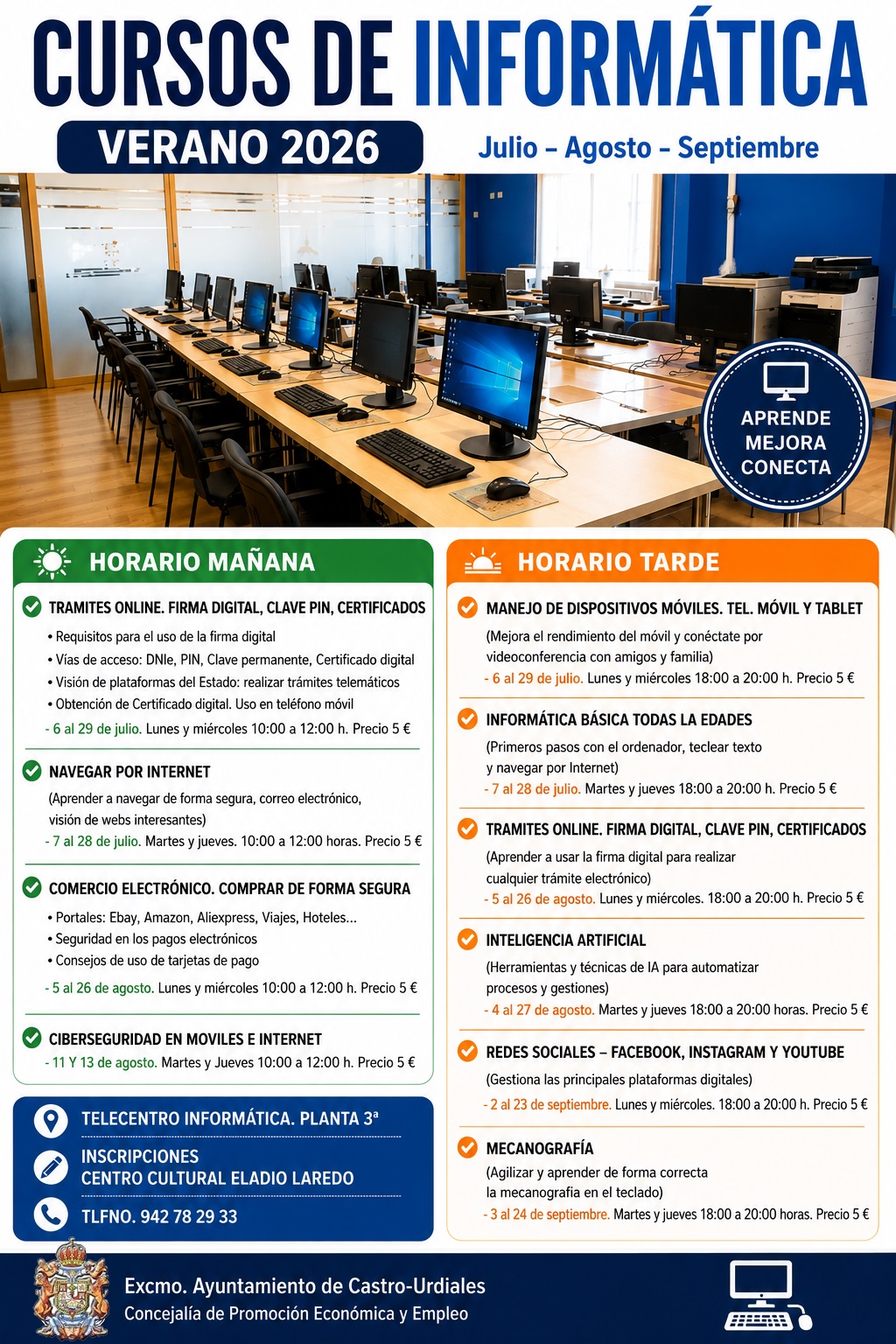 Cursos de Informática "Telecentro Eladio Laredo" - Verano 2026