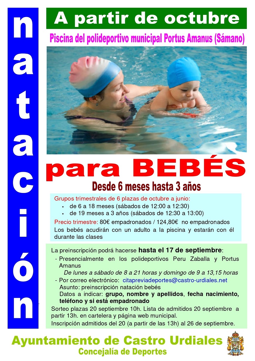 Natación para Bebés. Resultado Sorteo Curso 2024/2025